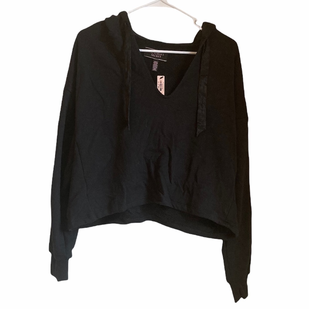 Cropped Victoria Secret Hoodie Black Satin Lining